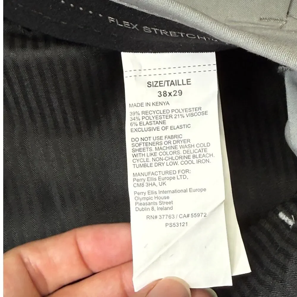 Perry Ellis Portfolio Men's Modern-Fit Stretch Pants Chiseled Stone 38x29 $95